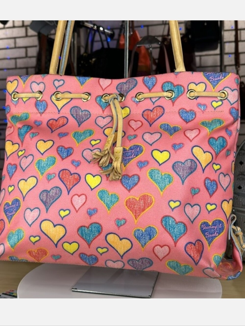 Dooney & Bourke Pink Heart-Print Tote - Picture 3 of 14